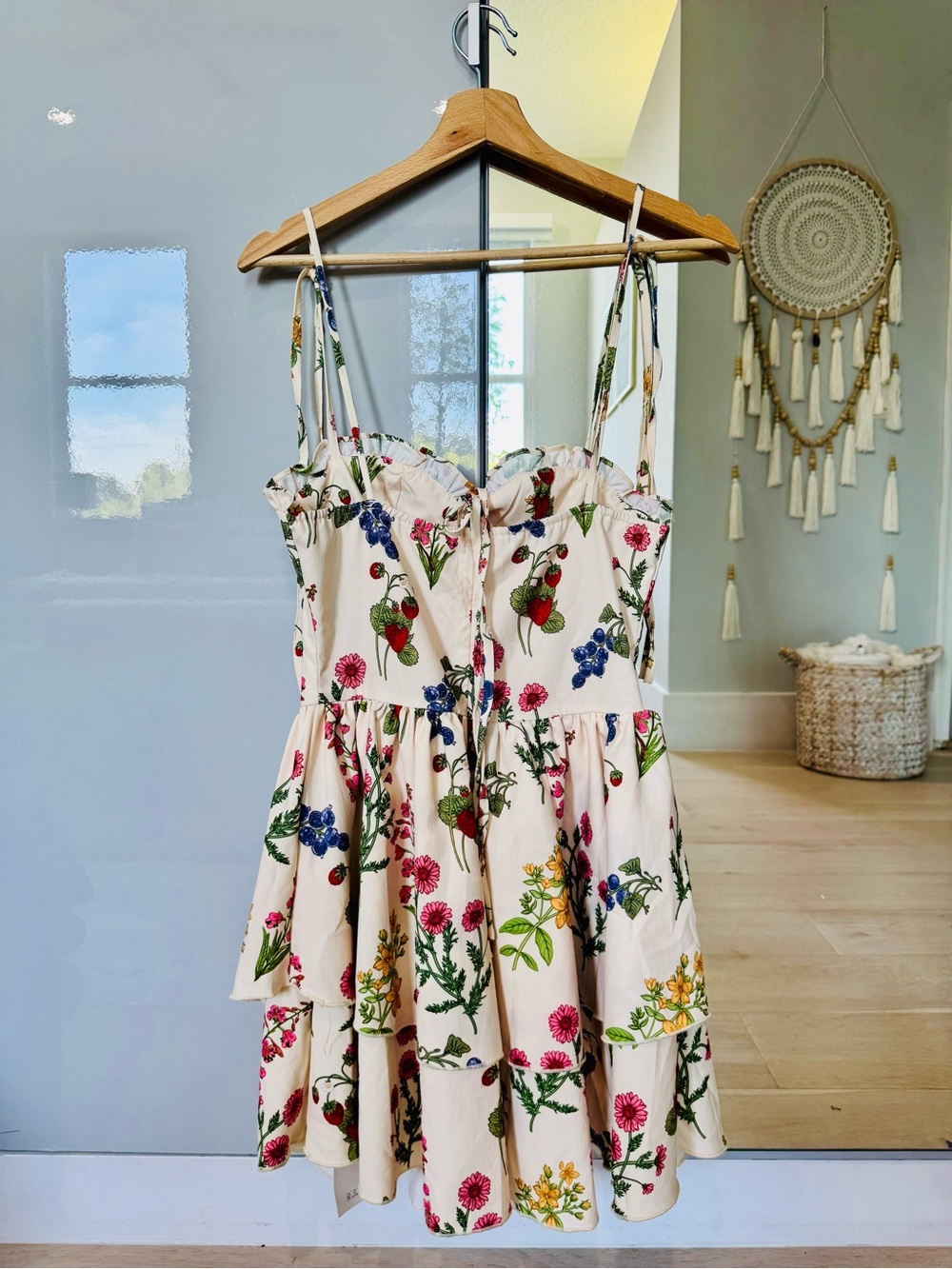 Cider Cream Floral & Strawberry Tiered Mini Dress Size Small (Sold out online!) - Picture 11 of 14